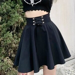 🖤 Gothcore Black Skirt Skort with Corset Waist NWOT